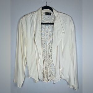 Vintage 90’s Wild Rose Cream Jacket with Lace Detail on the Back. Coquette.
